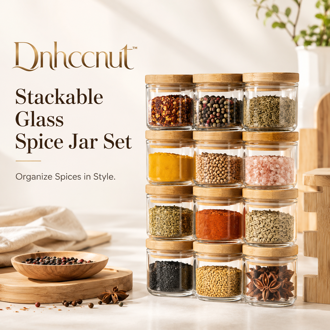 Dnhccnut™ Stackable Glass Spice Jar Set