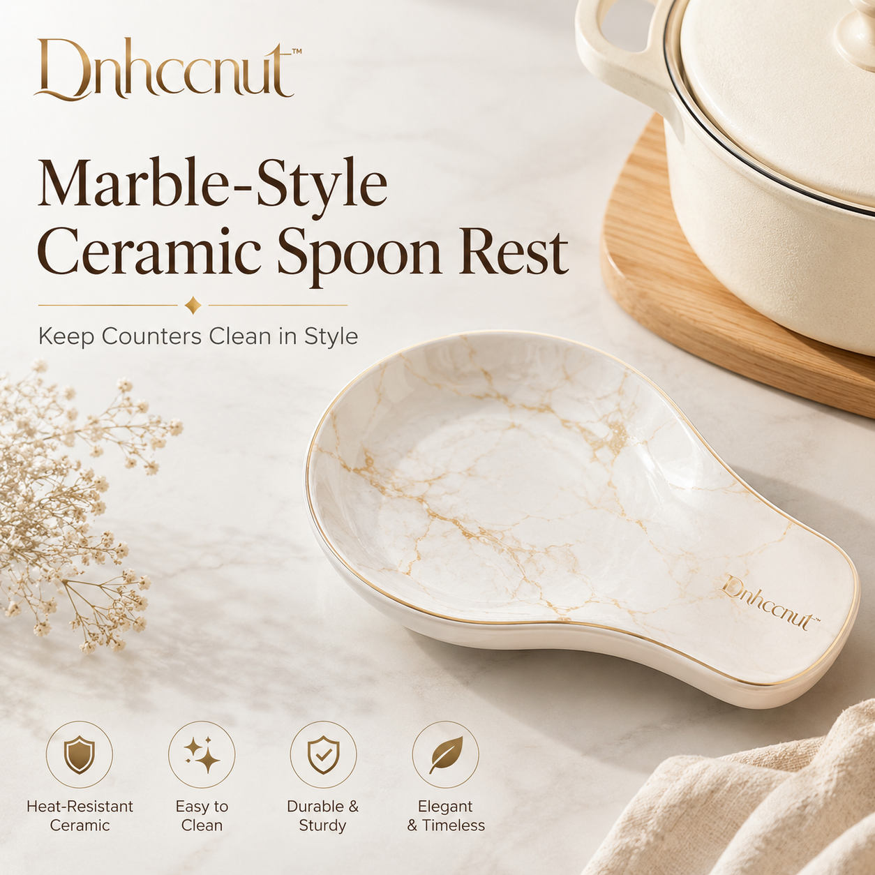 Dnhccnut™ Marble-Style Ceramic Spoon Rest